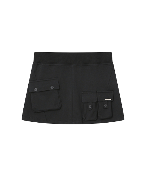 Multi pocket mini skirt BLACK