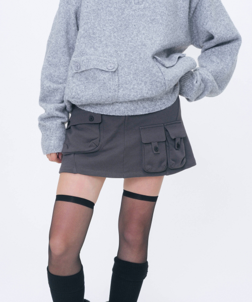 Multi pocket mini skirt CHARCOAL