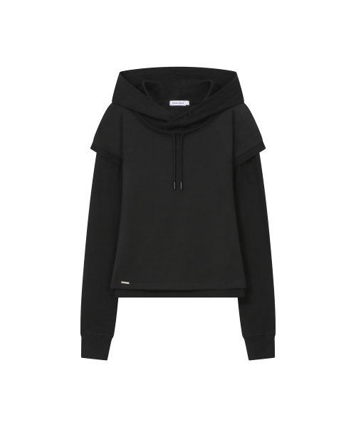 Raglan layered hoodie SET BLACK