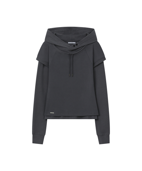 Raglan layered hoodie SET CHARCOAL