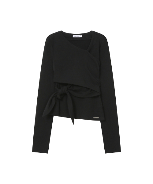 Tie-up layered long sleeve BLACK