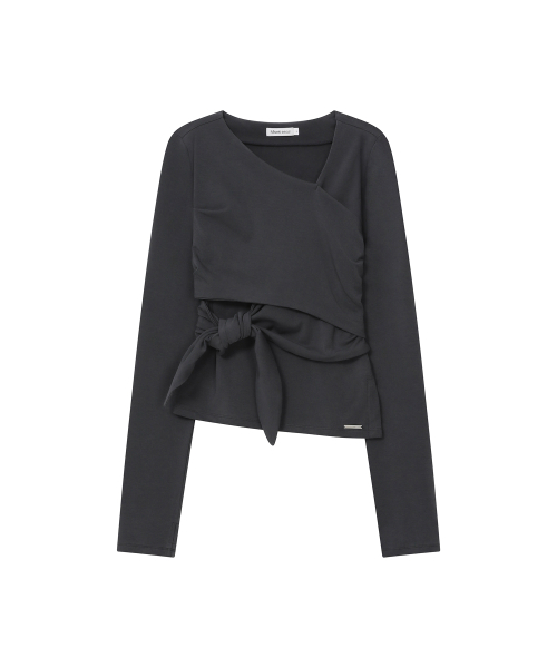 Tie-up layered long sleeve CHARCOAL
