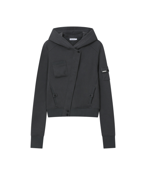 Diagonal hoodie jacket CHARCOAL