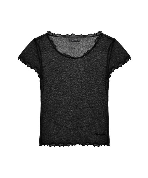 MESH HALF SLEEVE TOP_BLACK