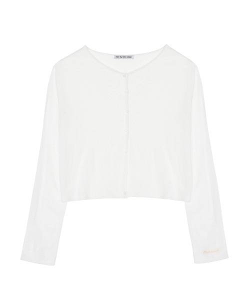 SHEER CROP KNIT CARDIGAN_IVORY