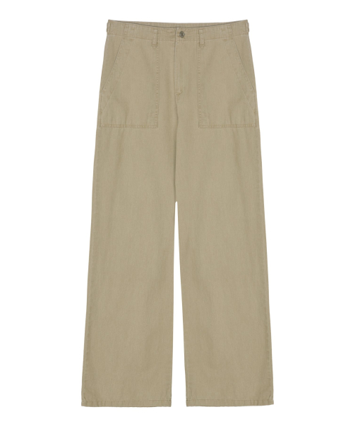 PATCH POCKET WIDE PANTS_BEIGE