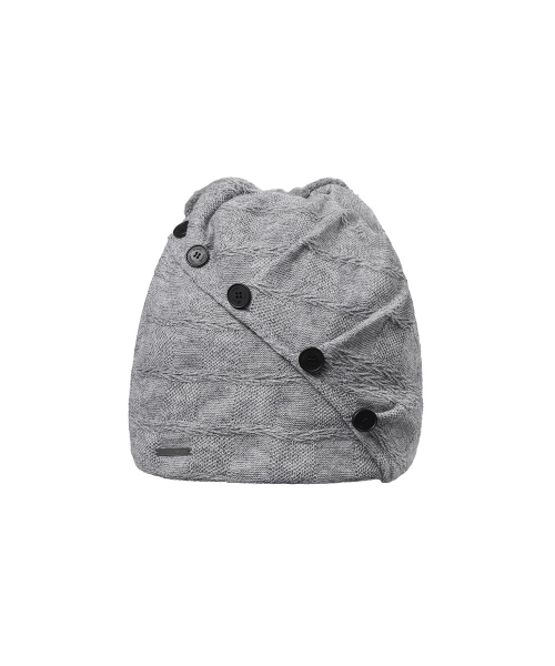 Drawstring cowl button beanie GRAY