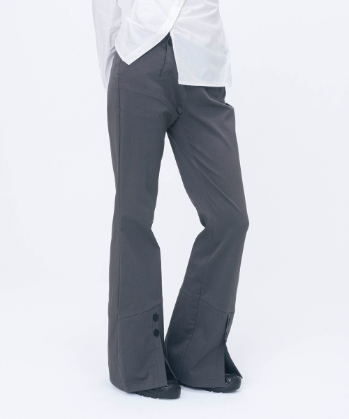 Side fly layered bootscut pants CHARCOAL