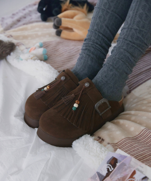 Topi Fringe Clog Brown OZV5GA390N