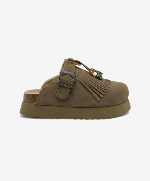 TOPI Fringe Clogs Beige OZV5GA390C