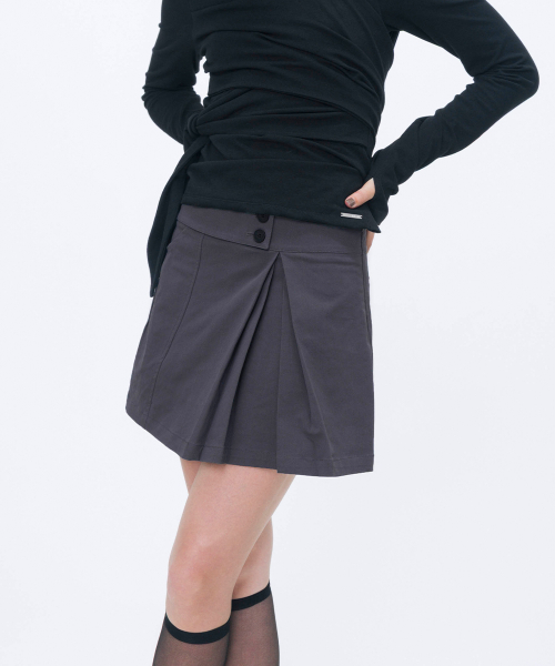 Hidden layered pleats mini skirt CHARCOAL