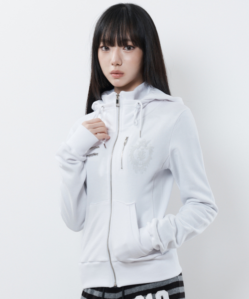 RL CROWN HOOD ZIP UP(WHITE)