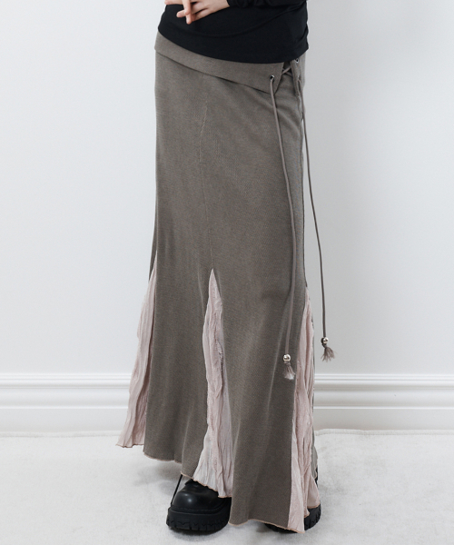 RL FOLDING LONG SKIRT(BROWN)