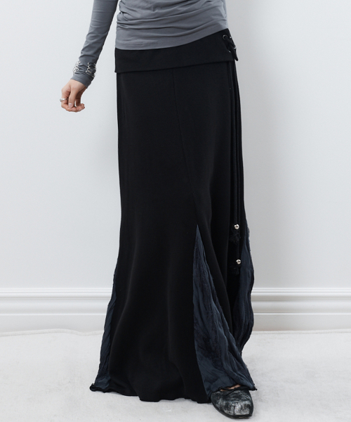 RL FOLDING LONG SKIRT(BLACK)