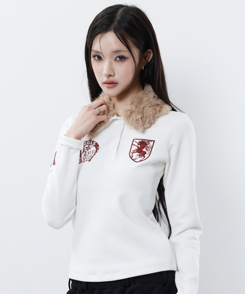 RL FUR COLLAR SLEEVE(IVORY)
