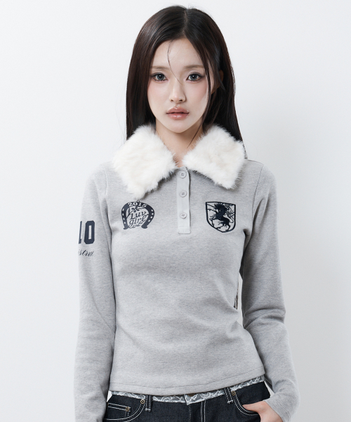 RL FUR COLLAR SLEEVE(GRAY)