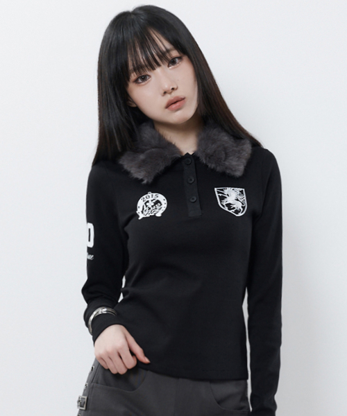 RL FUR COLLAR SLEEVE(BLACK)