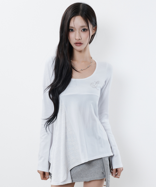RL LAYERED LACE TEE(WHITE)