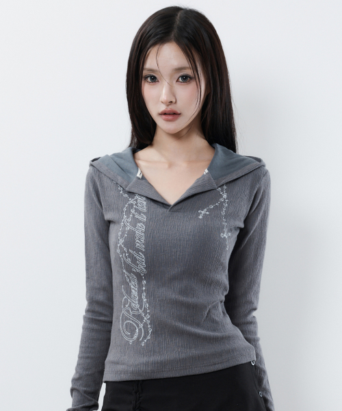 RL ROSARY HOOD T-SHIRT(CHARCOAL)