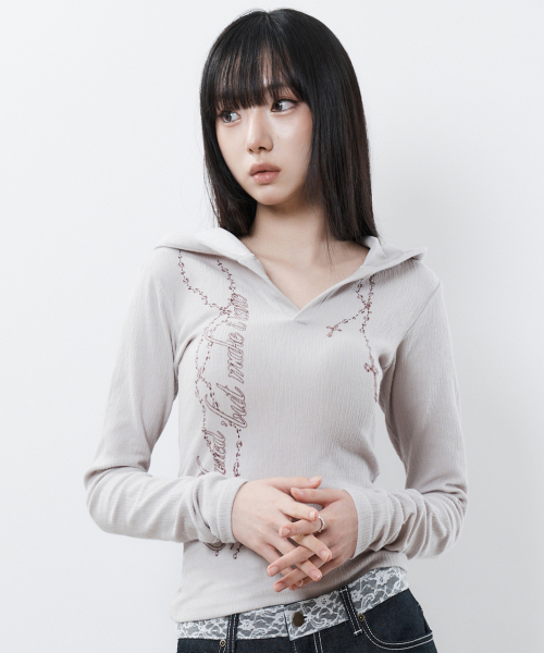 RL ROSARY HOOD T-SHIRT(BEIGE)