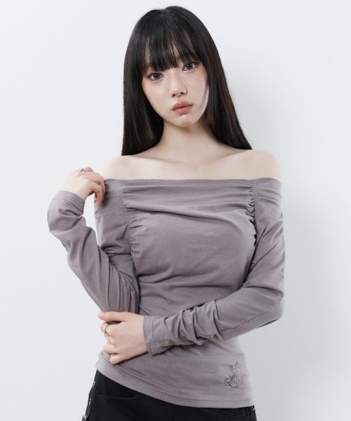 RL SHIRRING SLEEVE(CHARCOAL)