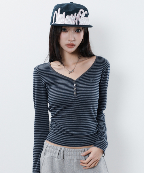 BASIC ILOVEU SLEEVE TEE(NAVY)
