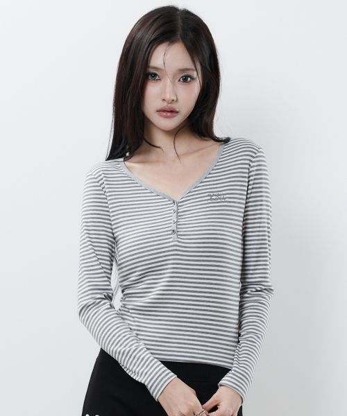 BASIC ILOVEU SLEEVE TEE(GRAY)