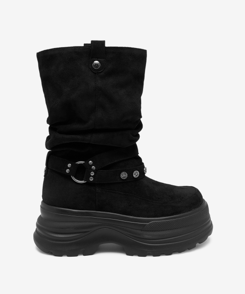 3300 SLOUCHY Platform Suede Boots Black OZPUGA393B