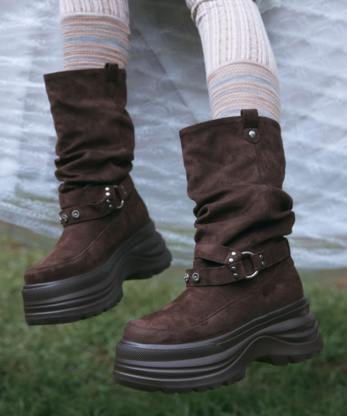 3300 SLOUCHY Platform Suede Boots Brown OZPUGA393N