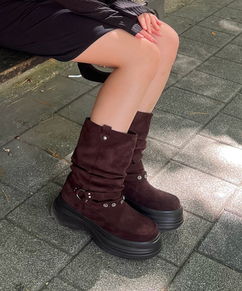 3300 SLOUCHY Platform Suede Boots Brown OZPUGA393N