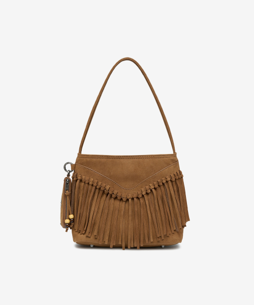 Western Fringe Suede Bucket Shoulder Bags Camel OZBGGA301C