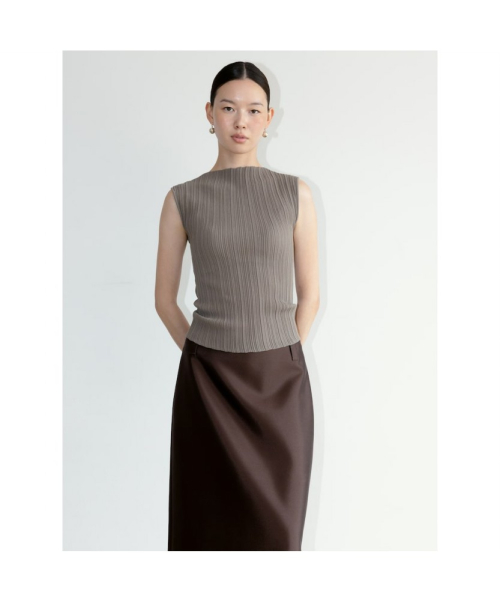 Ohu Pleated Knit Sleeveless Khaki (TA6751A06H)