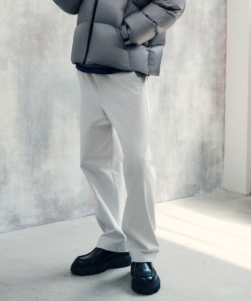 [COUTURE]Semi-Wide Twill Light Gray Pants