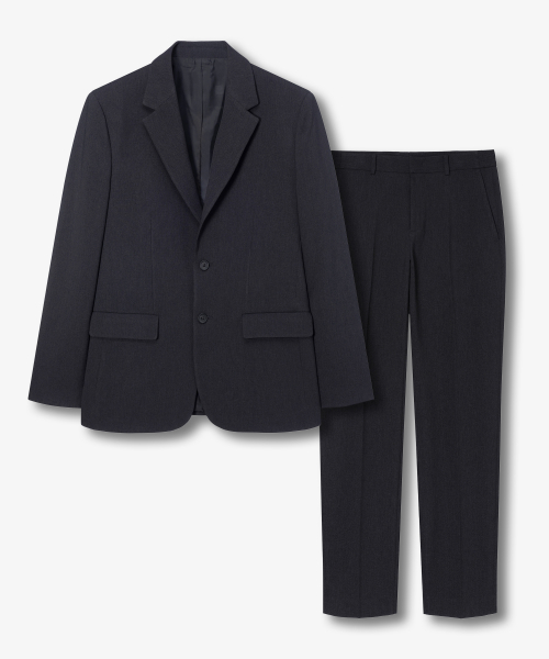 [SET]Organic Distressed Two-Tone Jacket Set in Charcoal Gray