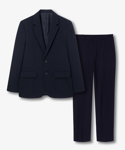 [SET]Organic Distressed Two-Tone Jacket Set Navy