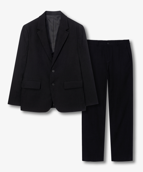 [SET]Relax Fit Suede Modified Weave Setup Black