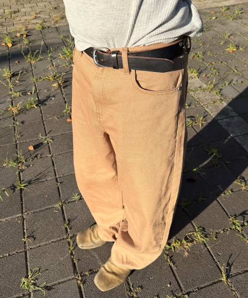 [ON]100 Cotton Curved Wide Cotton Daily Denim Pants 3color