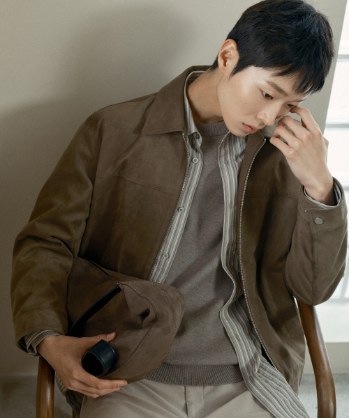 Suede Semi Oversized Trucker Jacket - 2color