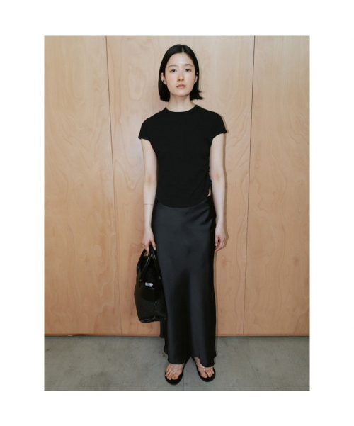 60S Satin H Line Skirt Black (TA6727A065)