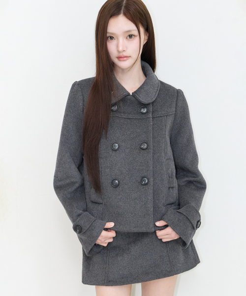 BOW BUTTON SHORT COAT CHARCOAL