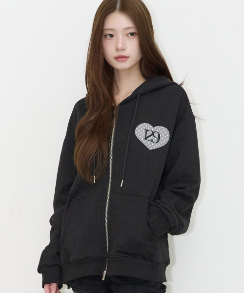 129 DOT HOODIE ZIP-UP BLACK