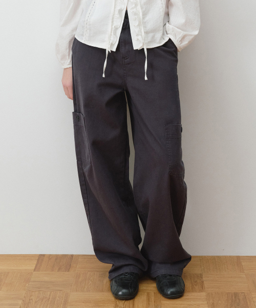 CURVED CARGO PANTS NAVY
