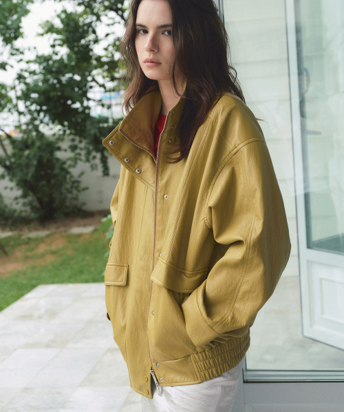 VINTAGE LEATHER JACKET MUSTARD