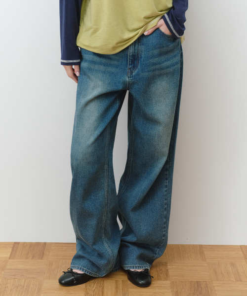 WIDE DENIM PANTS BLUE