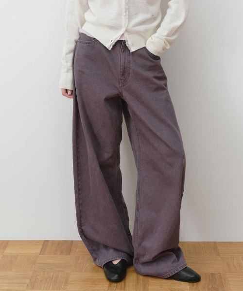 PIGMENT CURVED WIDE PANTS DEEP PURPLE