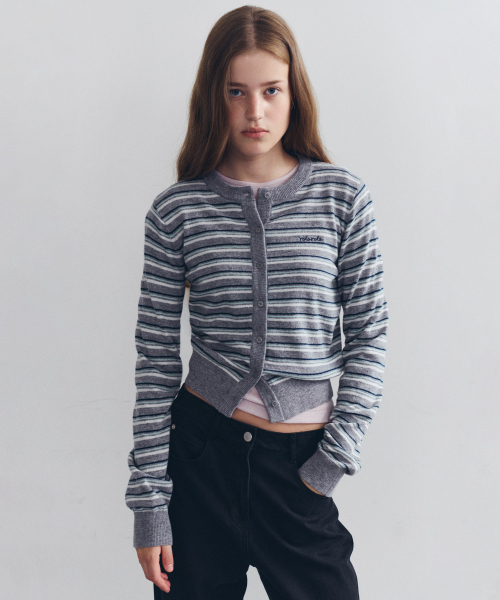 STRIPE CARDIGAN GRAY