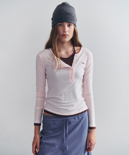 HALTER LAYERED LONG SLEEVE I/PINK