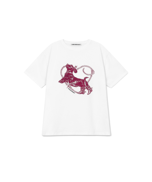 HEART DOG OVERFIT T-SHIRT, WHITE