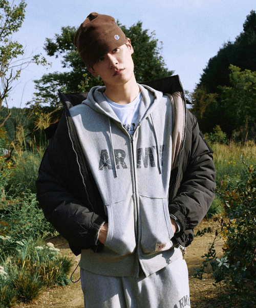 헤리티지 리버스위브 ARMY 후드 집업 Medium Grey