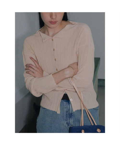 Ohu Pleated Knit Cardigan Beige (TA645AA04A)
